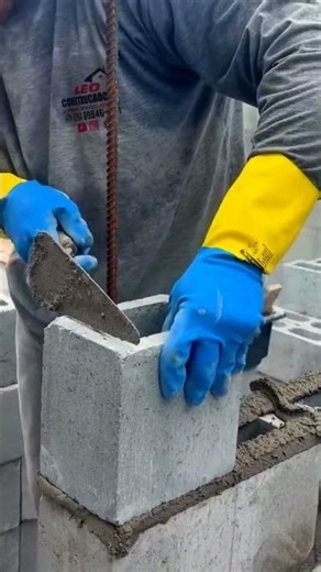 Strong Block Wall Construction with Reinforcement 💪🧱 #Shorts