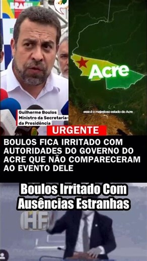 Boulos irado com governo do Acre pela ausência em evento crucial! 😠