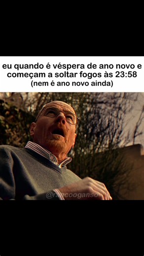 Ranço o Ganso on Instagram: "eu quando é véspera de ano novo e começam a soltar fogos às 23:58 (nem é ano novo ainda) | feliz ano novo! #breakingbad #shitpostbrasil #memesbr #2026 #anonovo"