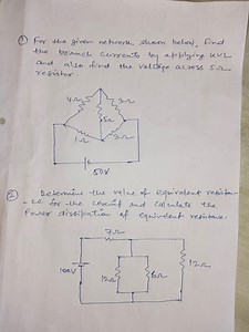 (1) For the given network shown below, find the branch currents... | Filo