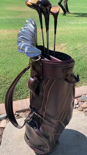 Neighbor called and asked if I wanted a set of golf clubs for free. When I saw them, I said Yes. Not valuable. Not rare but almost mint condition. Wilson Staff Dyna Powered full iron set. Wilson Staff Strata-Bloc Woods and great Barton Bag. Play Retro #retrogolf #vintagegolf #golfequipment #thriftgolfer #golftiktok #golf #golftiktokers #golfvideos #wilsongolf #golfvideo #golfbag #golfbags
