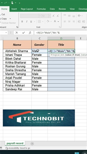How to Add Mr. & Ms. in Excel Automatically! #exceltricks #excelformula #shortsfeeds #foryoupage