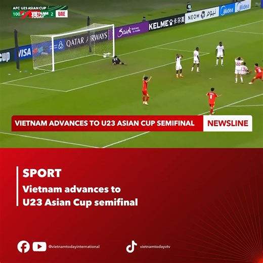 For the first time in history, the Vietnam U23 national team defeated the United Arab Emirates (UAE), winning 3-2 after extra time in the quarterfinals of the 2026 AFC U23 Asian Cup on Friday. With this result, Vietnam has advanced to its second-ever AFC U23 Asian Cup semifinal and is just one match away from repeating the famous 2018 'Miracle of Changzhou,' when the team reached the final. #U23 #Vietnamnationalteam #UAE #QuarterFinals #AFCU23 #Vietnamtoday | Vietnam Today