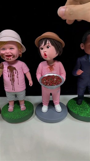 Playful Wiggles of Handmade Clay Bobbleheads#SquidGame #ClayBobbleheads #HandmadeClay