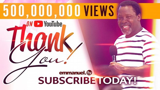 Thanks to our wonderful viewers all around the globe, Emmanuel TV has become the world's first Christian ministry channel to surpass 500 million views on our English YouTube Channel! Are you a subscriber? If not yet, become part of this life-changing mission and SUBSCRIBE TODAY -https://www.youtube.com/user/scoanvideos?sub_confirmation=1 “Better is not good enough; the best is always yet to come.” - T.B. Joshua | TB Joshua Ministries