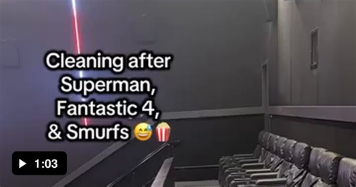 Cleaning the cinema after a superman screening - Video