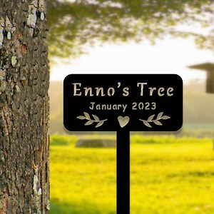 Custom Memorial Tree Sign With Stake,personalized Tree Metal Garden Marker,tree Garden Sign,tree Plaque Marker,metal Name Plate,tree Decor - Etsy