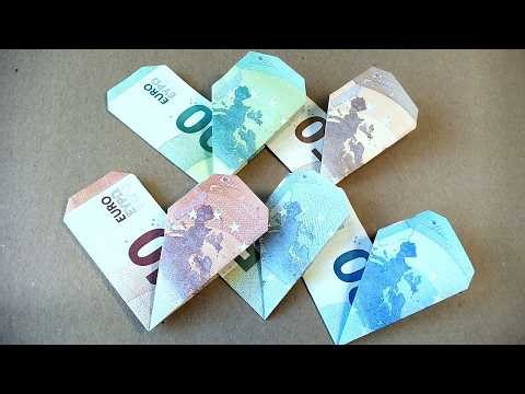 #01 Πώς να φτιάξετε μια καρδιά από ένα χαρτονόμισμα – ΠΟΛΥ απλές οδηγίες – Παραλλαγή 1