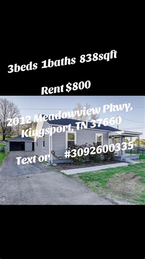 This three-bedroom, one-bath property features an open floor plan that creates a seamless flow between the living, dining, and kitchen areas--perfect for both everyday living and entertaining.pet is friendly. Rent $800 Text only:309-260-0335 Address: 2012 Meadowview Pkwy, Kingsport, TN 37660 #kingsporttn #tennessee #tennesseerealtor #tnrealtor #tennesse