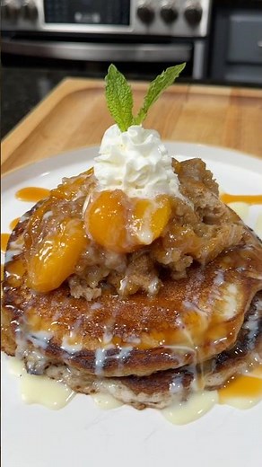 Peach Cobbler Pancakes #makeithappen #cooking #recipe