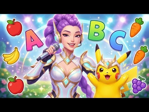 Rumi x Pikachu ABC Song ⚡ | Learn Letters, Fruits & Veggies | Kids Learning Music