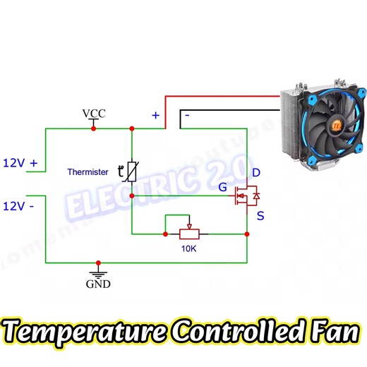 22K views · 163 reactions | Temperature Controlled Fan using thermistor | 12v DC & 220v AC Fan | Electric 2.0 | Facebook