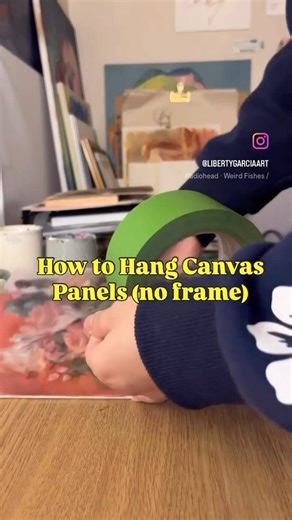 How to hang canvas panels without a frame💫 #artisttips #artcollector #finearttips