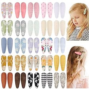 50 PCS Girl Hair Clips Floral Print Toddler Hair Clips 2.2in Non Slip Wrapped Snap Hairpins for Kids Barrettes Hair Accessories for Baby Toddler Girls