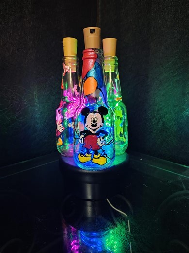 Hand Painted Bottle Lamp Set - Etsy