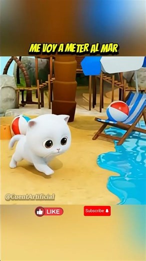 El gatito se quiere mojar y el agua no lo moja😱
