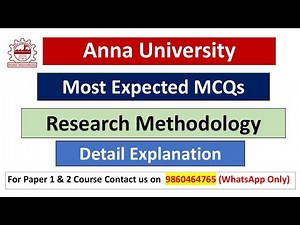 Anna University PhD Entrance Test 2024|Most Repeated Research Methodology MCQs|Research Methodology