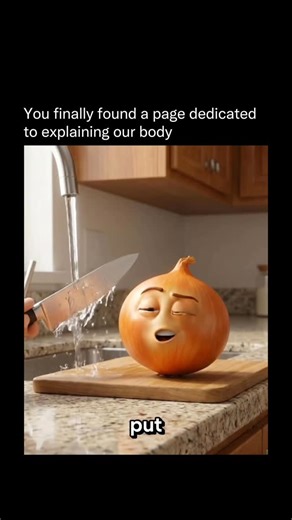 Explaining Our Body on Instagram: "Running water over a knife can actually help reduce onion tears because it interferes with the chemical reaction that makes your eyes burn in the first place. When you cut an onion, you break its cells and release enzymes that react with sulfur compounds, creating a gas called syn-propanethial-S-oxide. This gas travels up into your eyes, mixes with moisture, and forms a mild acid that triggers tears as a protective response. When water is flowing over the knife