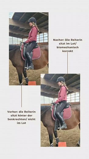 „Ein guter Reitersitz hat nichts mit perfekter Haltung oder starrer Körperkontrolle zu tun, sondern mit Balance, Beweglichkeit und Harmonie mit dem Pferd. Viele Reiter sitzen unbewusst hinter der Senkrechten, also leicht zurückgelehnt. Dadurch rutscht ihr eigener Schwerpunkt nach hinten. Was bedeutet das für das Pferd? 👉 Das Pferd muss ständig gegen den nach hinten verlagerten Reiter ausgleichen. 👉 Die Hinterhand kommt nicht richtig unter den Körper. 👉 Der Rücken kann sich nicht aufwölben, so