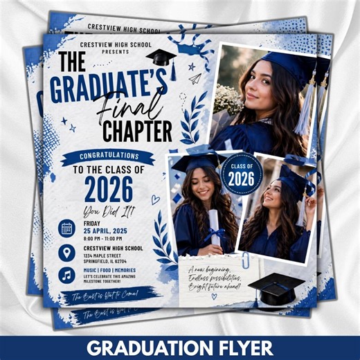 Graduate Flyer, Graduation Party Flyer, Graduation Invitation, College Decision, Class of 2026 Flyer, Senior Grad Announce, Canva Editable - Etsy