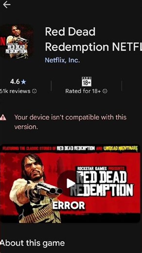 How to fix your device isn't compatible RED DEAD REDEMPTION NETFLIX #reddead #rdr #reddeadredemption