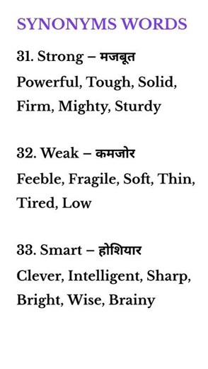 synonyms words strong, weak, Smart #english #vocabulary #synonyms