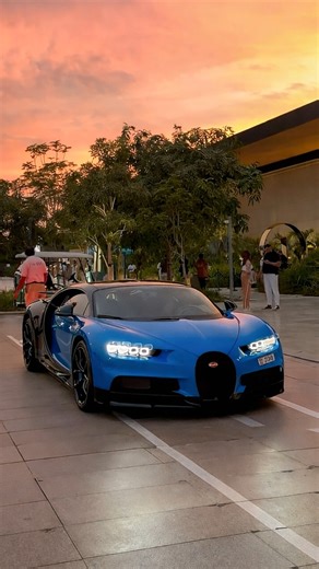 Bugatti caught in a calm sunset moment
