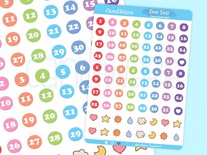 Date Dots Sticker Sheet: Pastel Planner Stickers - Etsy