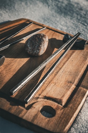 Hand-forged Steel Chopstick Set | Handmade Metal Chopsticks | Rustic Kitchenware With Optional Rest - Etsy