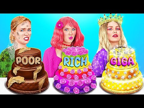 POOR VS RICH VS GIGA RICH COOKING CHALLENGE || Fantastic Cake Decoration Ideas by 123 GO! FOOD