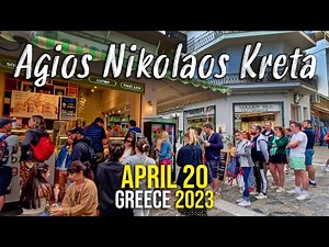 Agios Nikolaos Crete, walking tour in 4k, Kreta, Greece 2023