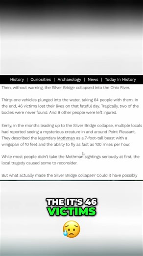 Mothman's Warning: Did He Predict the Silver Bridge Collapse? #shorts