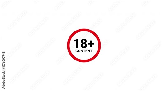 18 plus content icon sign animation on white background. 4K video