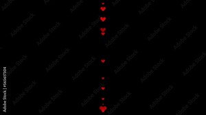 Valentine's day stream of hearts 3d background. High quality 4k. Wedding, falling in love, love 3d render. Red hearts are falling motion graphics.