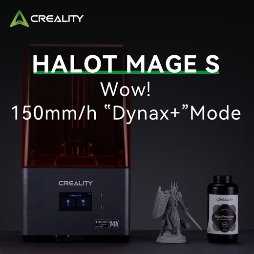 2.1K views · 19 reactions | How does a 3-4x faster "Dynax+" mode perform on Halot-Mage S?  Watch the video for proof. Dual Linear Rails + Mighty Closed-loop Motor = Fast & Steady "Dynax" Motion System.  to.store.creality.com/sns-halot-mage-s #creality #3dprinting #sla #3dprinter #resinprinting #halotmageS | Creality | Facebook