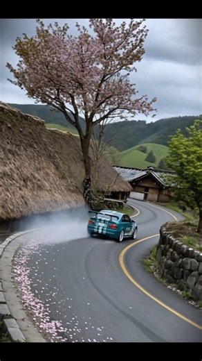 Scenic Village Drive with a Sport Car