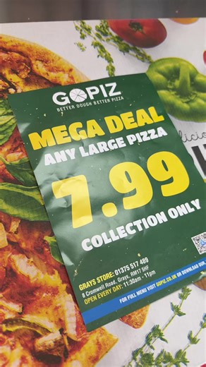 Any Large pizza 7.99 wow #pizza #grays #gopiz #deals
