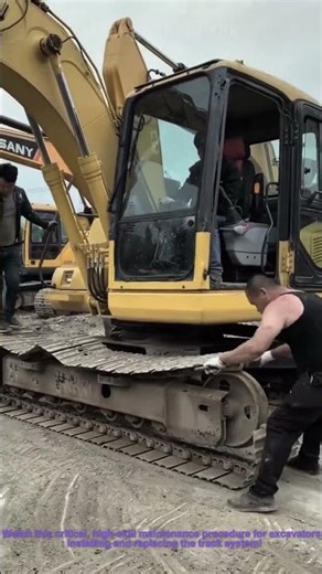 Installing Excavator Track: Heavy Machinery Repair