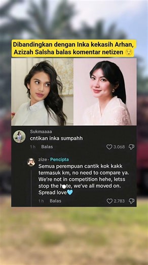 Dibandingkan dengan Inka kekasih Arhan, Azizah Salsha balas komentar netizen #shorts