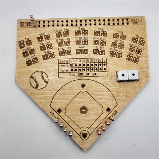 Handmade Wooden Dice Baseball Game: Family Tabletop Fun - Etsy