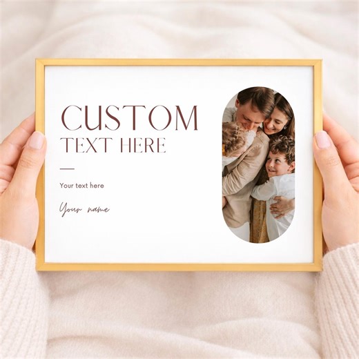 Personalized Custom Gold Photo Frame, Your Text & Picture Of Your Choice