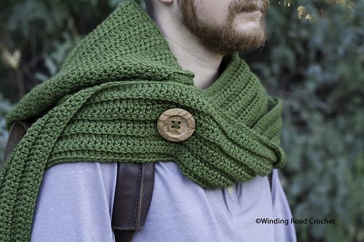 Wanderer's Crochet Hooded Scarf Free Pattern - Winding Road Crochet