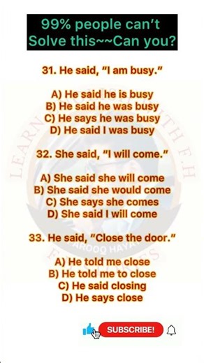 Part:11 | ✅ 99% People Can’t Solve This Narration Challenge 😱 | Direct & Indirect Speech Test