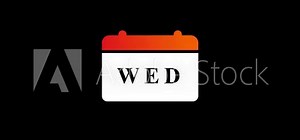 Wednesday calendar page days of the week icon, Wednesday calendar icon, days of the week.4k