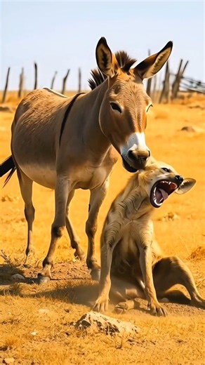 Donkey vs Hyena | Angry Donkey Defends Itself from Hyena #viralshorts #trend #wildlife #shorts #nature #donkey #hayna | SSX
