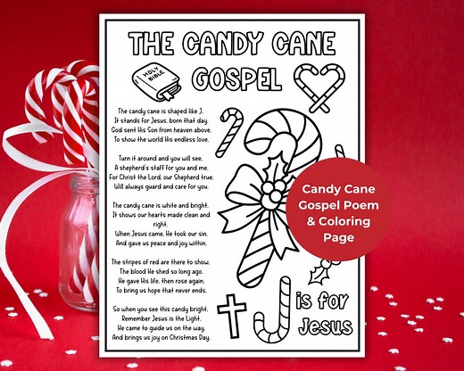 Candy Cane Bible Lesson Coloring Page, Candy Cane Poem Craft, Christmas Sunday School Activity, Christian Printable, Kids Bible Lessons - Etsy