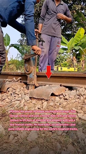 Lifting Tons with Ease 🛤️⚙️ Vintage Railway Jack in Action #railway #train #travel #tools #how #tips