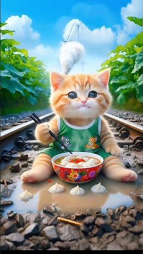 FanTuan Ep.7: Even a Train Can’t Stop Him From Finishing His Dumplings! 🚂🥟🐱 #cat #love #cute #shorts
