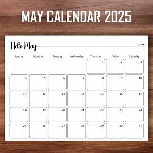 EDITABLE May 2026 Calendar, Printable Fillable PDF May Calendar 2026, Classroom Calendar, Kids School Home Work Office, Instant Download - Etsy UK