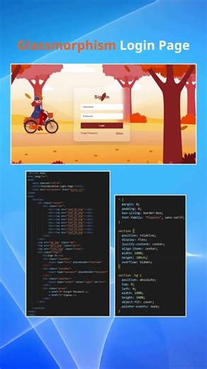 Glassmorphism UI + smooth animation 🍃